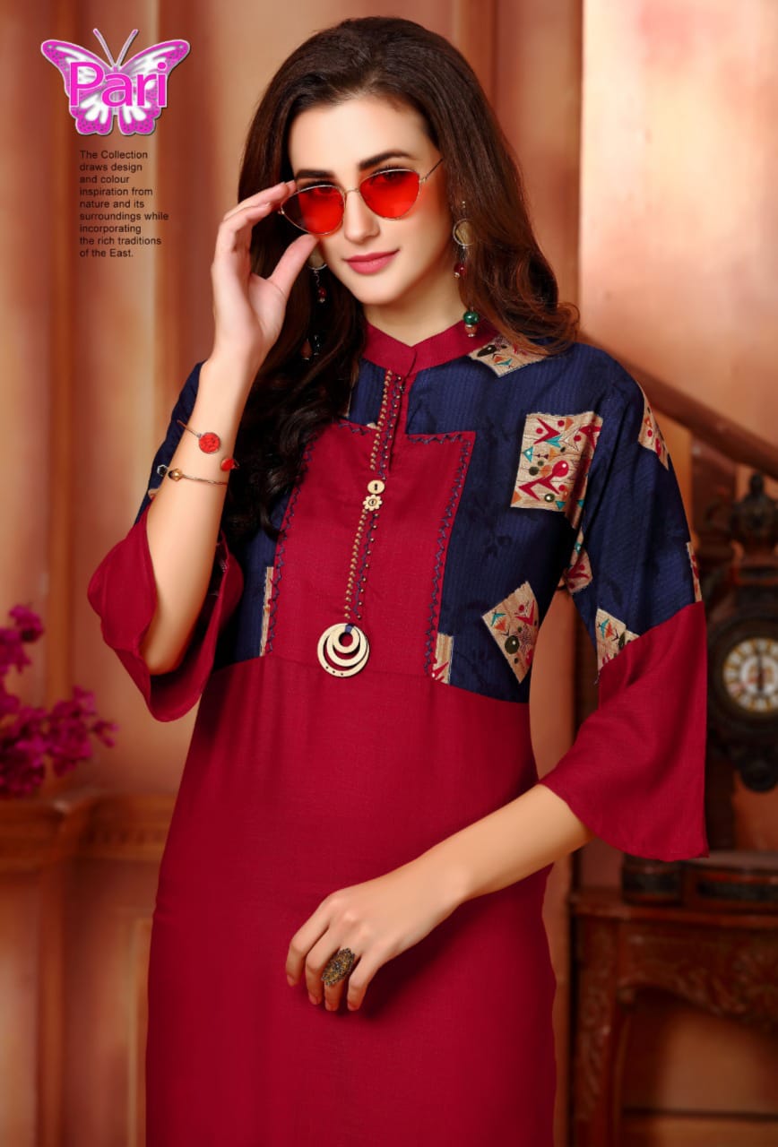 Pari Mahek Heavy Rayon Designer Kurti Collection